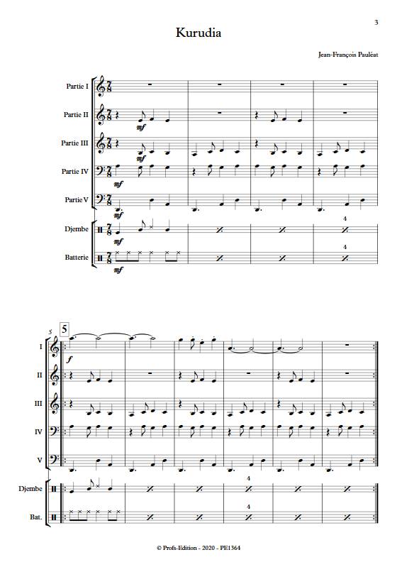 Kurudia - Ensemble Variable - PAULEAT J. F. - Partition