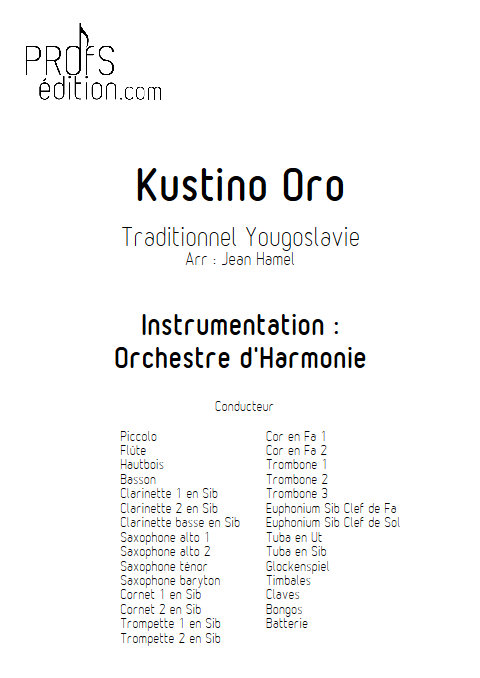 Kustino Oro - Orchestre d'Harmonie - TRADITIONNEL - page de garde