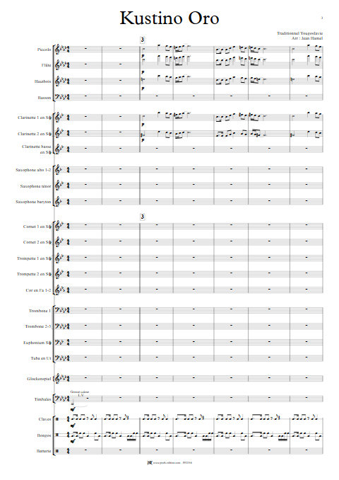 Kustino Oro - Orchestre d'Harmonie - TRADITIONNEL - Partition