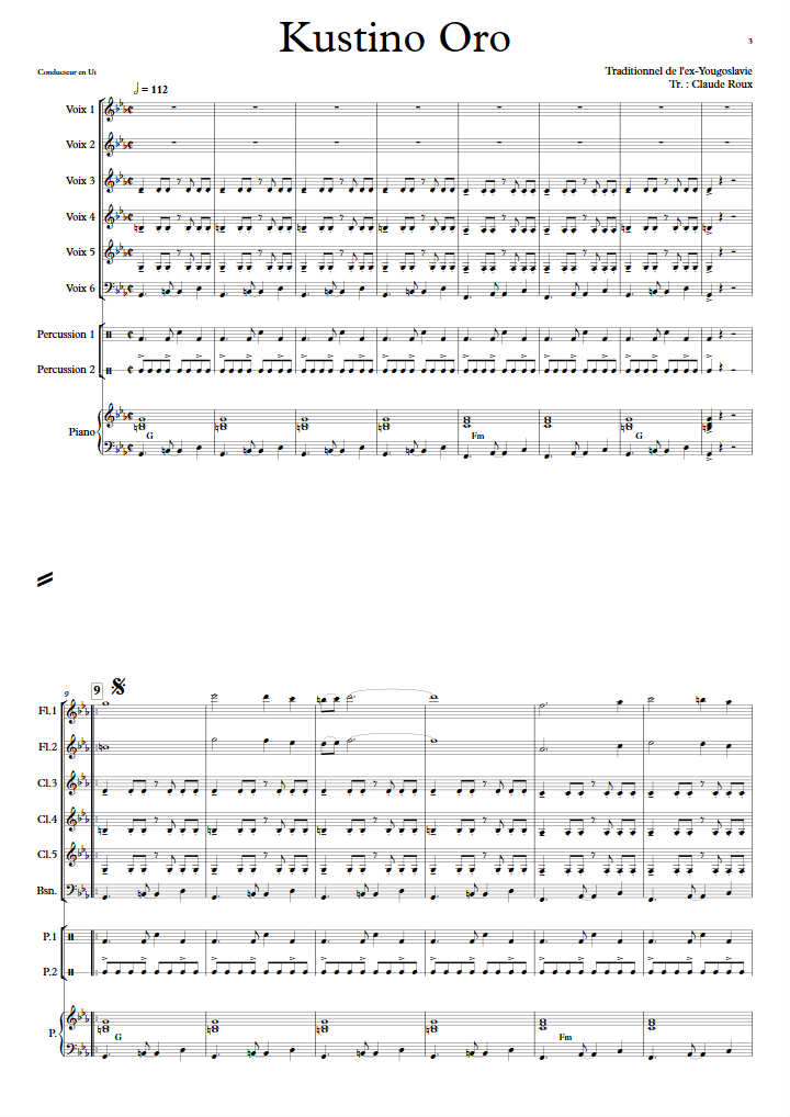 Kustino Oro - Ensemble Géométrie Variable - TRADITIONNEL YOUGOSLAVIE - Partition