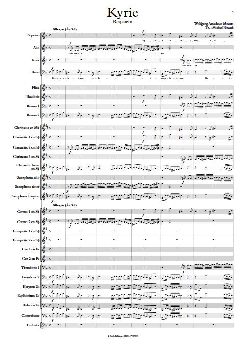 Kyrie - Requiem - Harmonie et chœur - MOZART W. A. - Partition