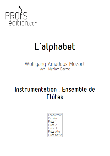 L'Alphabet - Ensemble de Flûtes - TRADITIONNEL - page de garde