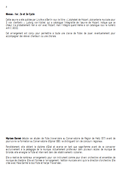 L'Alphabet - Ensemble de Flûtes - TRADITIONNEL - Fiche Pédagogique