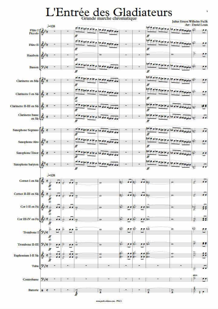 L'entrée des Gladiateurs - Orchestre harmonie - FUCIK J. E. W. - Partition