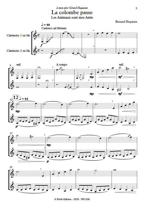 La colombe passe - Duo de Clarinettes - DEQUEANT B. - Partition