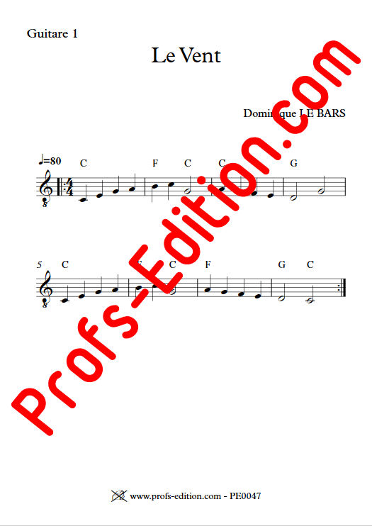 Le Vent - Duos Guitare - LE BARS D. - Partition
