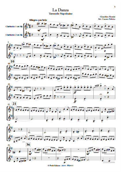 La Danza - Duo de Clarinettes - ROSSINI G. - Partition