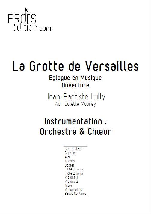 La Grotte de Versailles - Chœur & Orchestre à Cordes - LULLY J.B. - page de garde