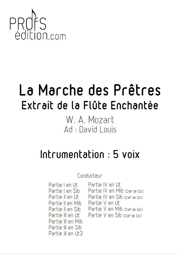 La Marche des Prêtres (La flûte enchantée) - Ensemble Géométrie Variable - MOZART W. A. - page de garde