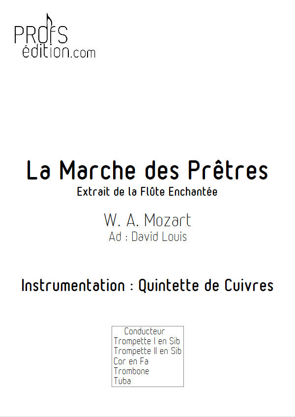 La Marche des Prêtres - Quintette Cuivres - MOZART W. A. - page de garde