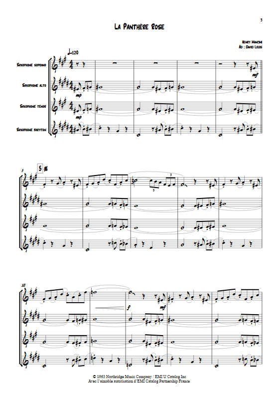 La Panthère Rose - Quatuor de Saxophones - MANCINI H. - app.scorescoreTitle