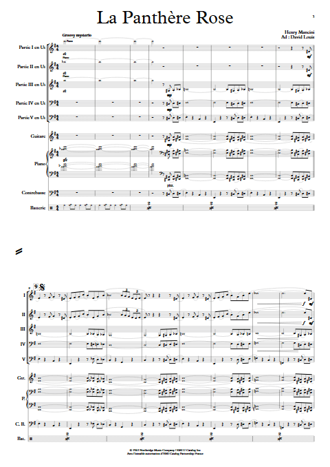 La Panthère Rose - Ensemble à Géométrie Variable - MANCINI H. - Partition