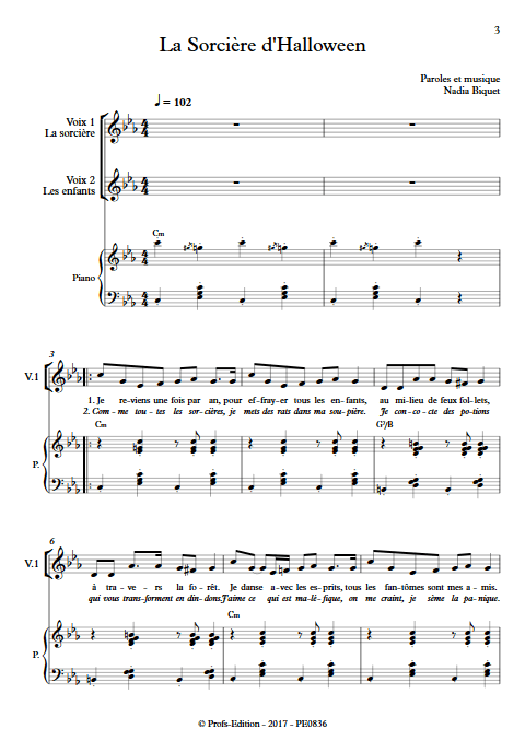 La Sorcière d'Halloween - Piano Voix - BIQUET N. - Partition