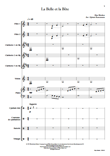 La Belle et la Bête - Ensemble Divers - MENKEN A. - Partition