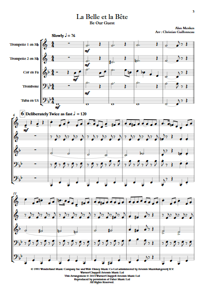 La Belle et le Bête (C'est la Fête) - Quintette de Cuivres - MENKEN A. - app.scorescoreTitle
