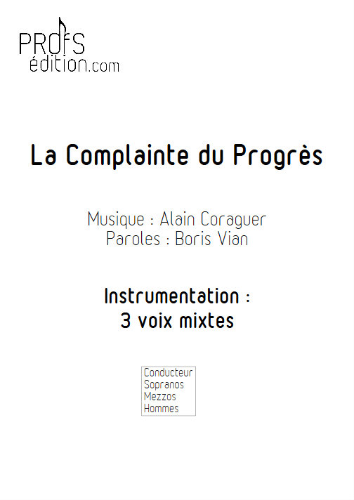 La Complainte du Progrès - Chœur 3 voix mixtes - VIAN B. - page de garde