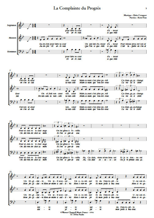 La Complainte du Progrès - Chœur 3 voix mixtes - VIAN B. - app.scorescoreTitle