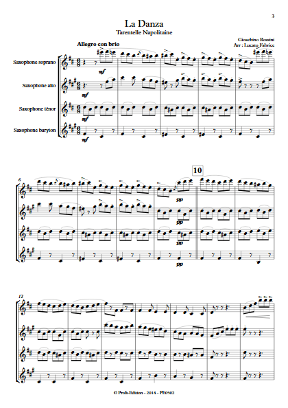 La Danza - Tarentelle - Quatuor de Saxophones - ROSSINI G. - Partition