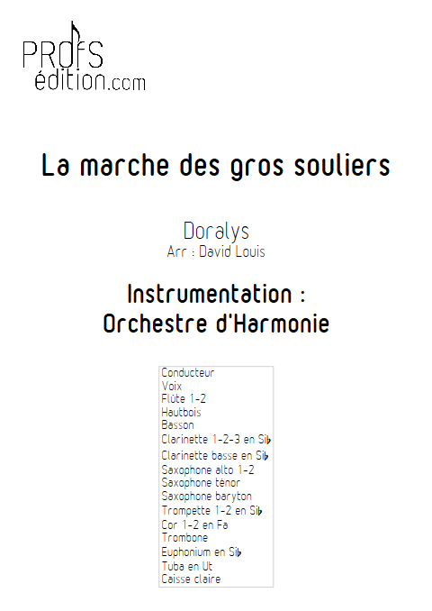 La marche des gros souliers - Chant & Orchestre d'Harmonie - DORALYS - page de garde