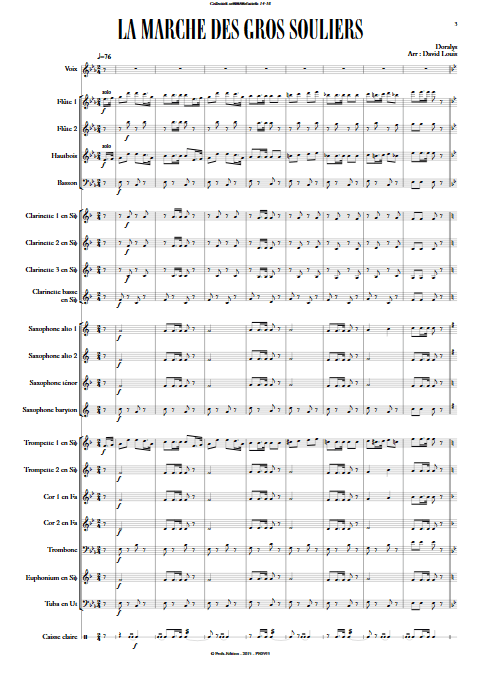 La marche des gros souliers - Chant & Orchestre d'Harmonie - DORALYS - Partition