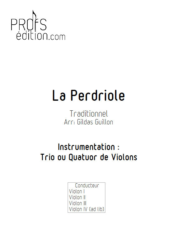 La Perdriole - Trio ou Quatuor Violons - TRADITIONNEL - page de garde