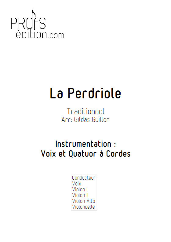 La Perdriole - Quatuor à cordes & Voix - TRADITIONNEL - page de garde