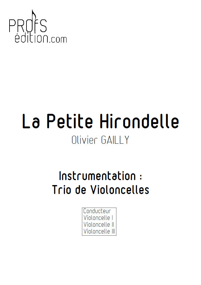 La Petite Hirondelle - Trio Violoncelles - TRADITIONNEL - page de garde