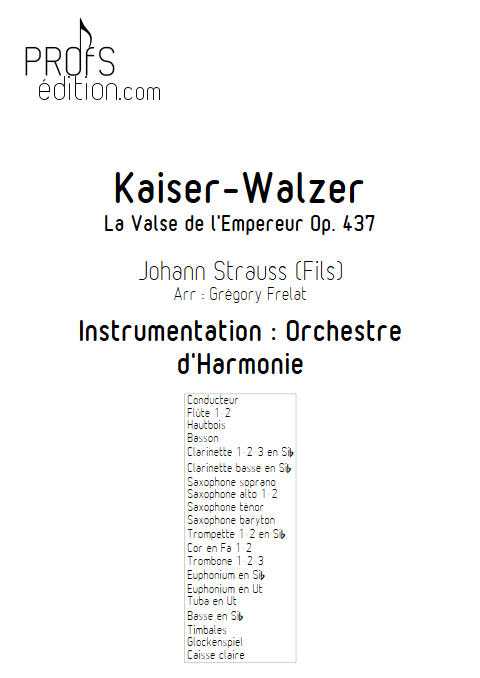 La valse de l'Empereur - Orchestre d'Harmonie - FRELAT G. - page de garde