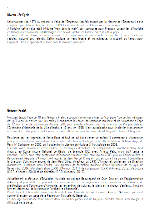 La valse de l'Empereur - Orchestre d'Harmonie - FRELAT G. - Fiche Pédagogique