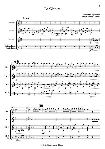 La Cintura - Ensemble de Guitares - TRADITIONNEL EQUATORIEN - Partition