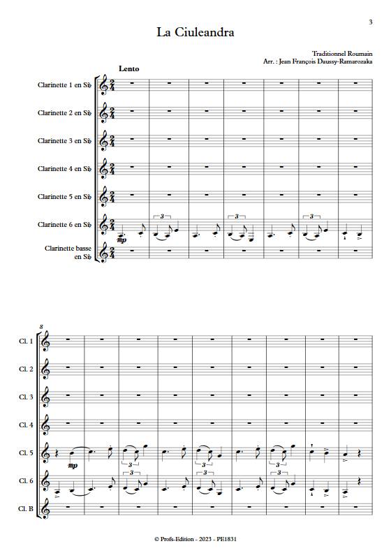 La Ciuleandra - Ensemble de Clarinettes - TRADITIONNEL ROUMAIN - Partition