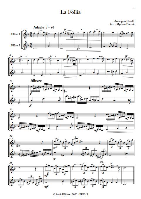 La Follia - Duo de Flûtes - CORELLI A. - Partition