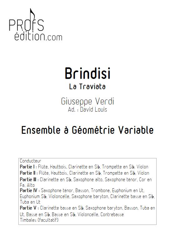 Brindisi (La Traviata) - Ensemble Variable - VERDI G. - page de garde