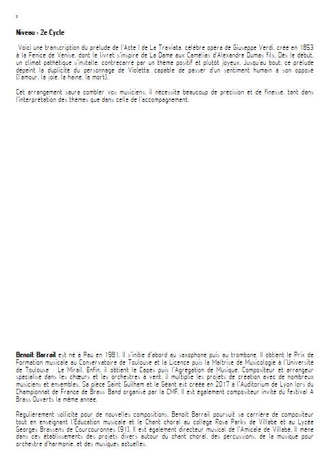 La Traviata - Prélude Acte I - Orchestre d'harmonie - VERDI G. - Fiche Pédagogique