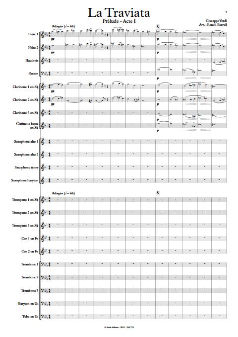 La Traviata - Prélude Acte I - Orchestre d'harmonie - VERDI G. - Partition