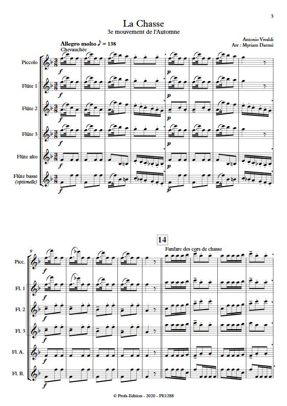 La Chasse - Ensemble de Flûtes - VIVALDI A. - Partition