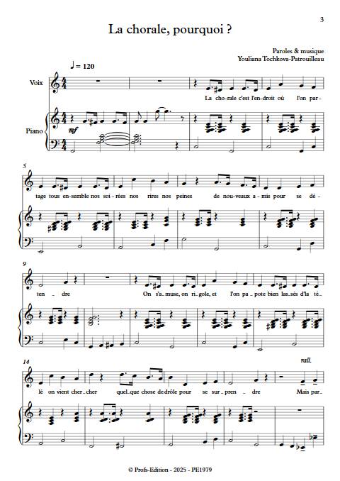 La chorale, pourquoi ? - Piano Voix - TOCHKOVA-PATROUILLEAU - Partition