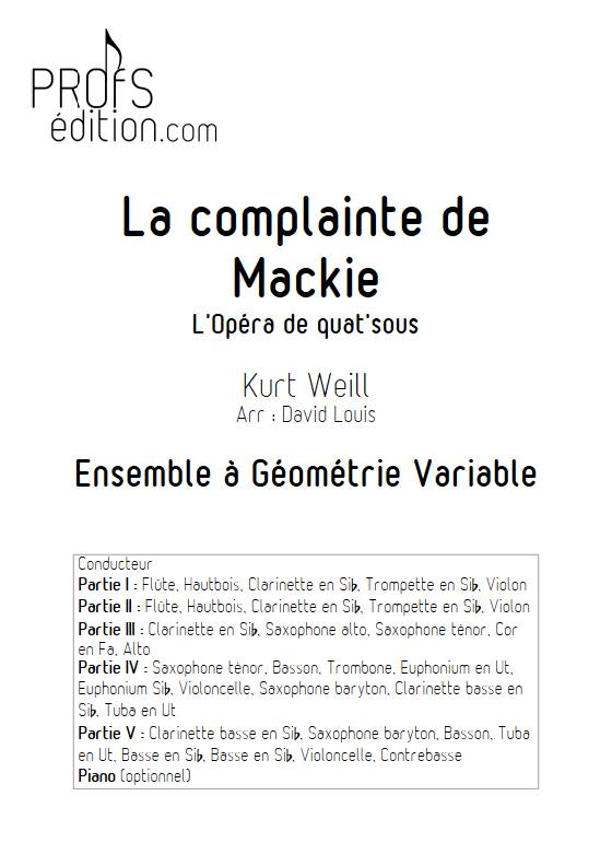 La complainte de Mackie - Ensemble variable - WEILL K. - page de garde