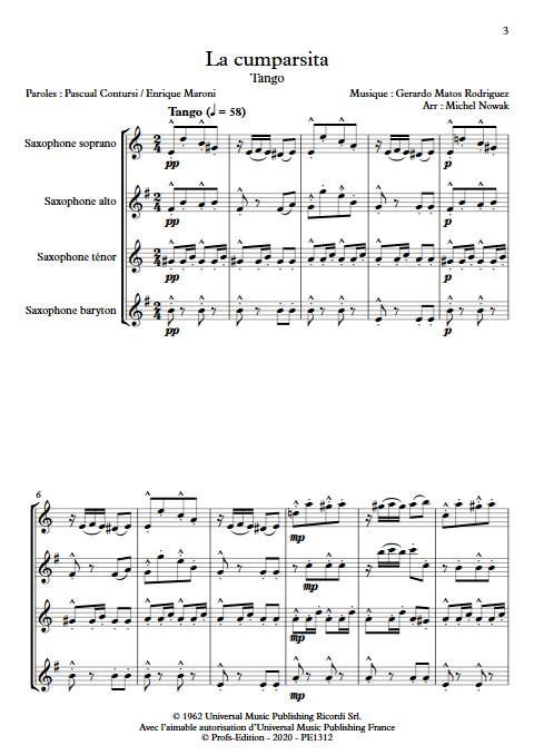 La Cumparsita - Quatuor de Saxophones - RODRIGUEZ G. M. - Partition