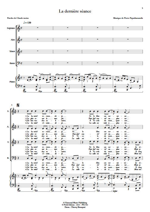 La dernière séance - Choeur mixte - PAPADIAMANDIS P. - Partition