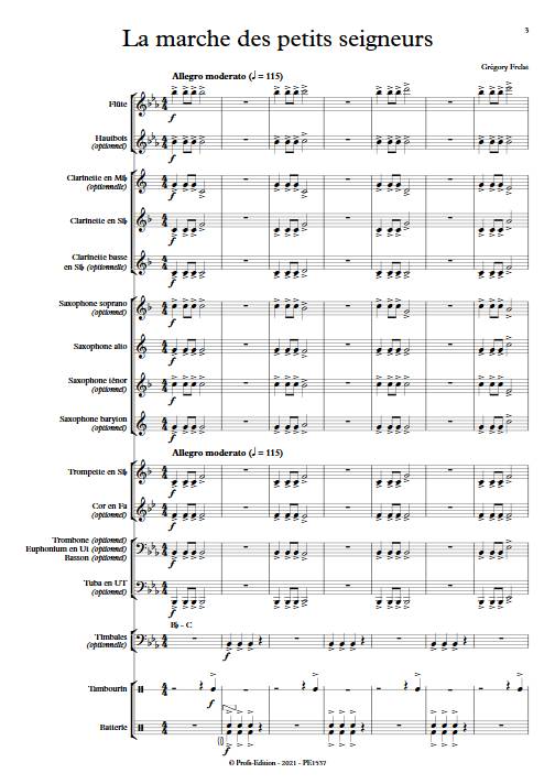 La marche des petits seigneurs - Orchestre d'Harmonie - FRELAT G. - Partition