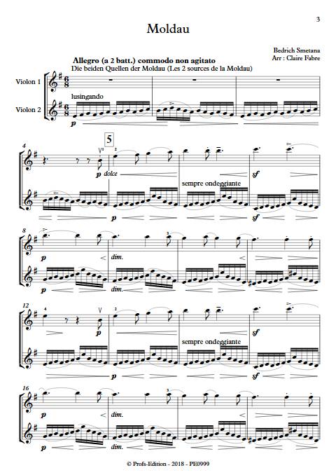 La moldeau - Duo de Violons - SMETANA B. - Partition
