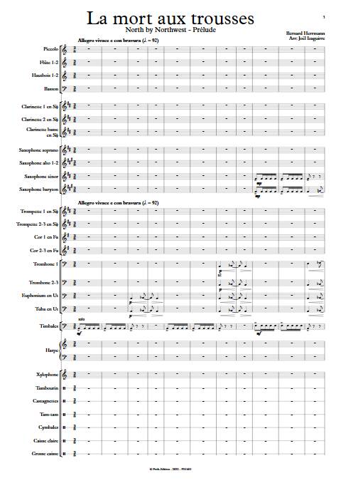 La mort aux trousses - Orchestre d'Harmonie - HERRMANN B. - Partition