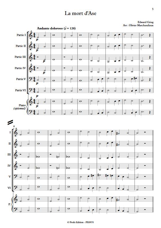 La mort d'Ase - Esemble Variable - GRIEG E. - Partition
