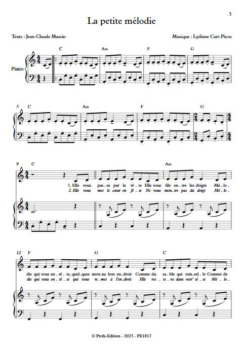 La petite mélodie - Piano Voix - CURT PITOU L. - Partition