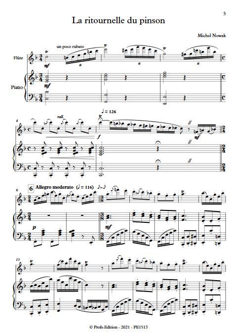 La ritournelle du pinson - Flûte & Piano - NOWAK M. - Partition