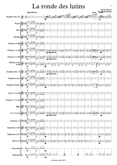 La ronde des lutins - Saxophone & Orchestre d'harmonie - BAZZINI A. - app.scorescoreTitle