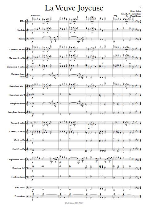 La Veuve Joyeuse - Orchestre d'Harmonie - LEHAR F. - Partition