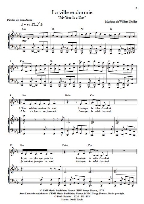Dans la ville endormie (My year is a day) - Piano Voix - SHELLER W. - Partition