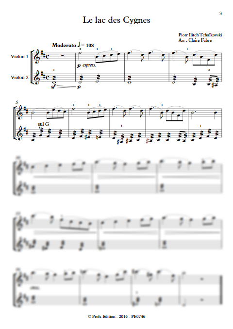 Lac des Cygnes - Duo Violons - TCHAIKOVSKI P. I. - app.scorescoreTitle